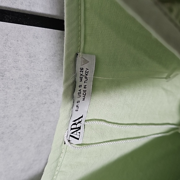 Zara Mint Green Ruffle Neck Eyelet Maxi Embroidered‎ Dress Size Small - Picture 7 of 8